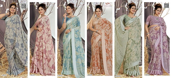 Jenisha Vol 3 By Vallabhi Printed Georgette Sarees Suppliers In India
